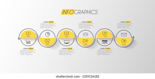Vector illustration infographic design template with icons and 6 options or steps. business concept. Can be used for process, presentations, diagram, workflow layout, info graph.