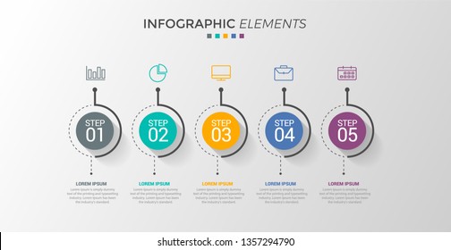 ilustración vectorial Plantilla de diseño infográfico con iconos y 5 opciones o pasos. Se puede utilizar para procesos, presentaciones, diseño, banner, gráfico de información. - Vector