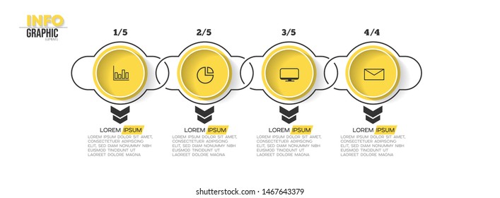 vector illustration Infographic design template with icons and 4 options or steps. Can be used for process, presentations, layout, banner,info graph.