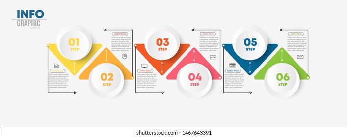 vector illustration Infographic design template with icons and 6 options or steps. Can be used for process, presentations, layout, banner,info graph.