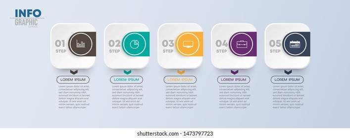 vector illustration Infographic design template with icons and 5 options or steps. Can be used for process, presentations, layout, banner,info graph.