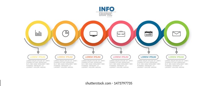 vector illustration Infographic design template with icons and 6 options or steps. Can be used for process, presentations, layout, banner,info graph.