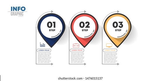 vector illustration Infographic design template with icons and 3 options or steps. Can be used for process, presentations, layout, banner,info graph.