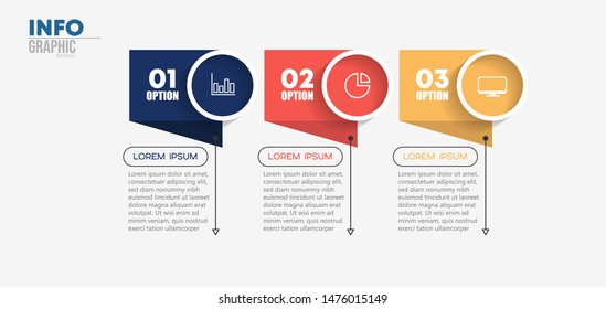 vector illustration Infographic design template with icons and 3 options or steps. Can be used for process, presentations, layout, banner,info graph.