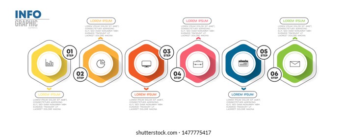 vector illustration Infographic design template with icons and 6 options or steps. Can be used for process, presentations, layout, banner,info graph.