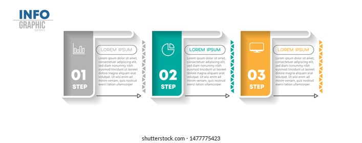 vector illustration Infographic design template with icons and 3 options or steps. Can be used for process, presentations, layout, banner,info graph.