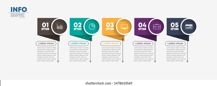 vector illustration Infographic design template with icons and 5 options or steps. Can be used for process, presentations, layout, banner,info graph.