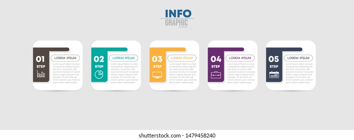 vector illustration Infographic design template with icons and 5 options or steps. Can be used for process, presentations, layout, banner,info graph.