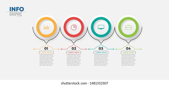 vector illustration Infographic design template with icons and 4 options or steps. Can be used for process, presentations, layout, banner,info graph.