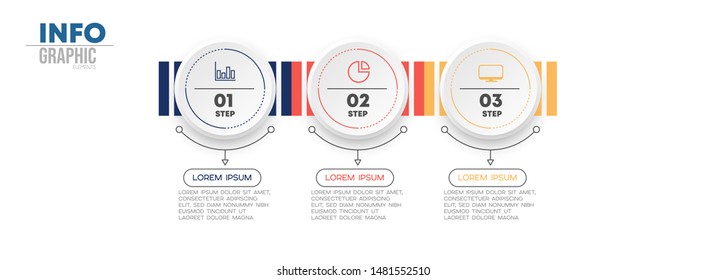 vector illustration Infographic design template with icons and 3 options or steps. Can be used for process, presentations, layout, banner,info graph.