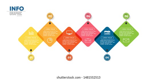 vector illustration Infographic design template with icons and 6 options or steps. Can be used for process, presentations, layout, banner,info graph.