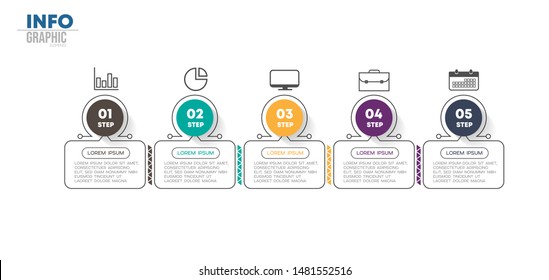 ilustración vectorial Plantilla de diseño infográfico con iconos y 5 opciones o pasos. Se puede utilizar para procesos, presentaciones, diseño, banner, gráfico de información.