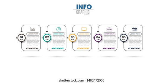 vector illustration Infographic design template with icons and 5 options or steps. Can be used for process, presentations, layout, banner,info graph.