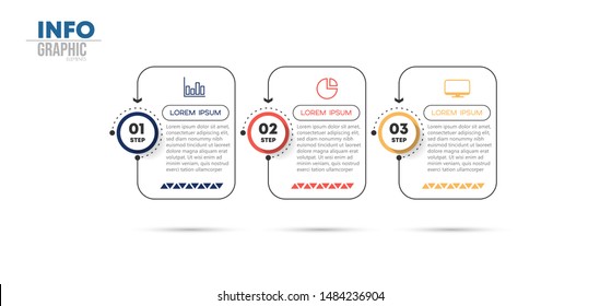 vector illustration Infographic design template with icons and 3 options or steps. Can be used for process, presentations, layout, banner,info graph.