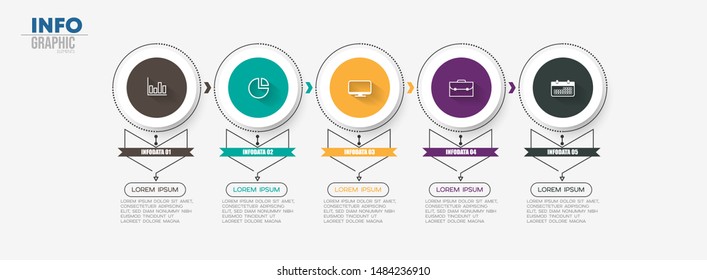vector illustration Infographic design template with icons and 5 options or steps. Can be used for process, presentations, layout, banner,info graph.