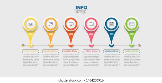 vector illustration Infographic design template with icons and 6 options or steps. Can be used for process, presentations, layout, banner,info graph.