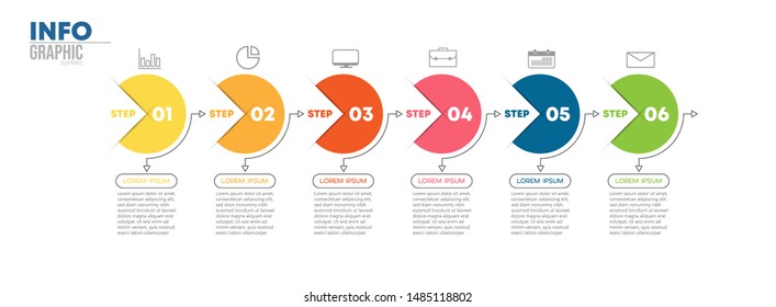 vector illustration Infographic design template with icons and 6 options or steps. Can be used for process, presentations, layout, banner,info graph.