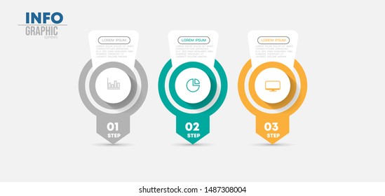 vector illustration Infographic design template with icons and 3 options or steps. Can be used for process, presentations, layout, banner,info graph.
