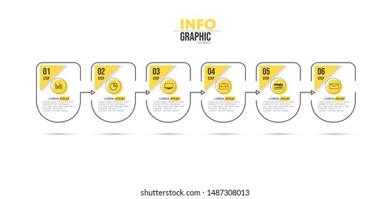vector illustration Infographic design template with icons and 6 options or steps. Can be used for process, presentations, layout, banner,info graph.