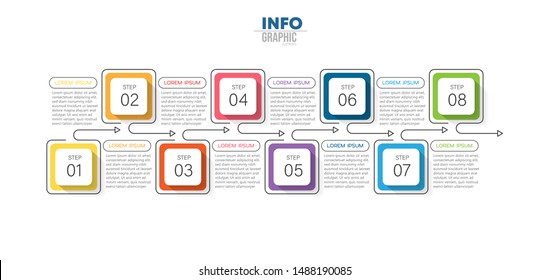 vector illustration Infographic design template with icons and 8 options or steps. Can be used for process, presentations, layout, banner,info graph.