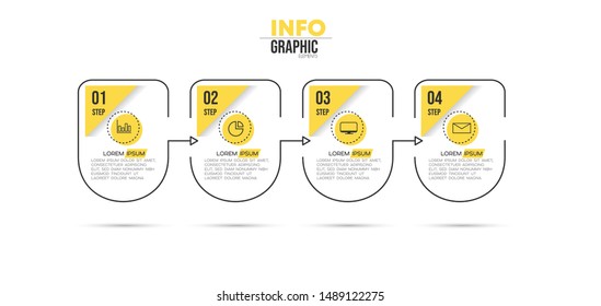 vector illustration Infographic design template with icons and 4 options or steps. Can be used for process, presentations, layout, banner,info graph.