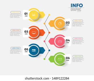 vector illustration Infographic design template with icons and 6 options or steps. Can be used for process, presentations, layout, banner,info graph.