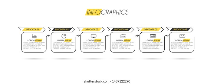 vector illustration Infographic design template with icons and 6 options or steps. Can be used for process, presentations, layout, banner,info graph.