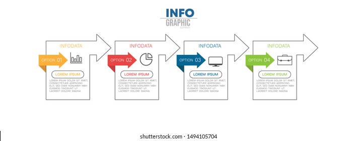vector illustration Infographic design template with icons and 4 options or steps. Can be used for process, presentations, layout, banner,info graph.