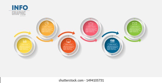 vector illustration Infographic design template with icons and 6 options or steps. Can be used for process, presentations, layout, banner,info graph.