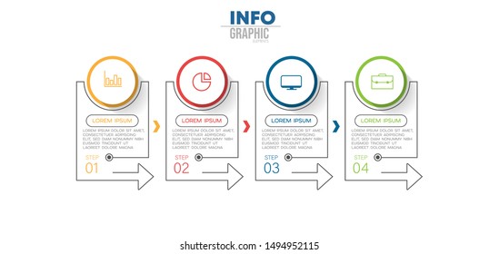 vector illustration Infographic design template with icons and 4 options or steps. Can be used for process, presentations, layout, banner,info graph.