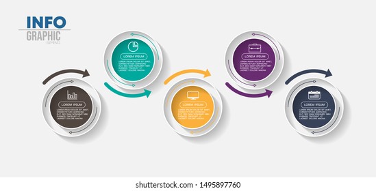 vector illustration Infographic design template with icons and 5 options or steps. Can be used for process, presentations, layout, banner,info graph.