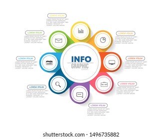 vector illustration Infographic design template with icons and 8 options or steps. Can be used for process, presentations, layout, banner,info graph.