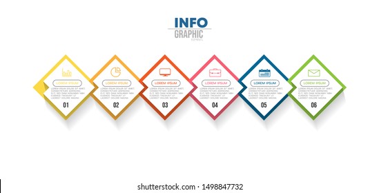 vector illustration Infographic design template with icons and 6 options or steps. Can be used for process, presentations, layout, banner,info graph.