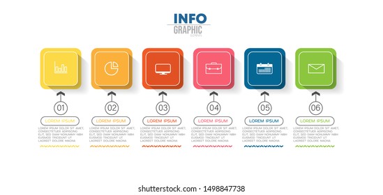 vector illustration Infographic design template with icons and 6 options or steps. Can be used for process, presentations, layout, banner,info graph.