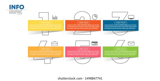 vector illustration Infographic design template with icons and 6 options or steps. Can be used for process, presentations, layout, banner,info graph.