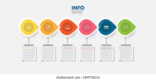 vector illustration Infographic design template with icons and 6 options or steps. Can be used for process, presentations, layout, banner,info graph.