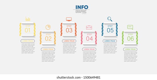vector illustration Infographic design template with icons and 6 options or steps. Can be used for process, presentations, layout, banner,info graph.