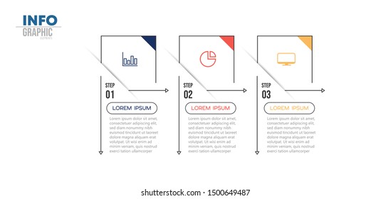 vector illustration Infographic design template with icons and 3 options or steps. Can be used for process, presentations, layout, banner,info graph.