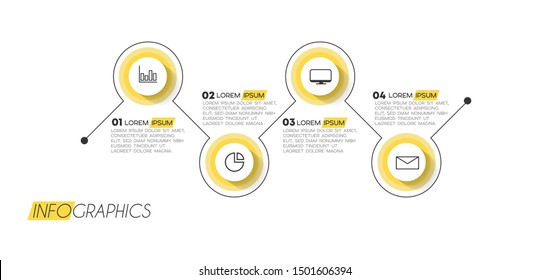 Vector Illustration Infographic Design Template With Icons And 4 Options Or Steps. Can Be Used For Process, Presentations, Layout, Banner,info Graph.