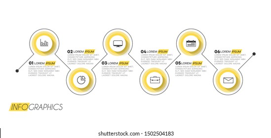 Vector Illustration Infographic Design Template With Icons And 6 Options Or Steps. Can Be Used For Process, Presentations, Layout, Banner,info Graph.