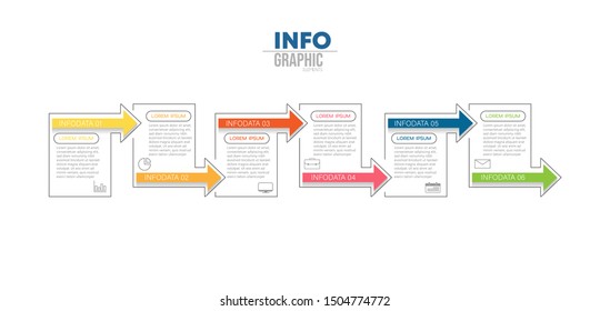 vector illustration Infographic design template with icons and 6 options or steps. Can be used for process, presentations, layout, banner,info graph.