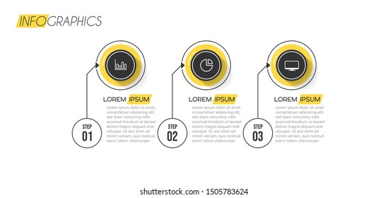 vector illustration Infographic design template with icons and 3 options or steps. Can be used for process, presentations, layout, banner,info graph.