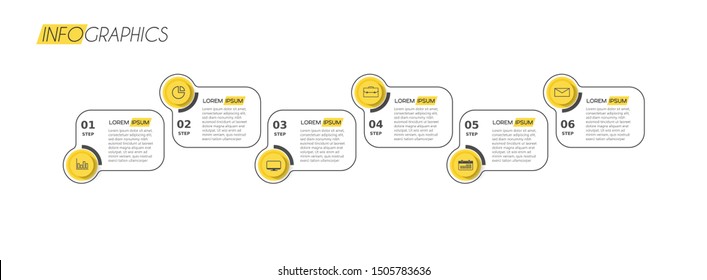 vector illustration Infographic design template with icons and 6 options or steps. Can be used for process, presentations, layout, banner,info graph.