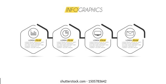 vector illustration Infographic design template with icons and 4 options or steps. Can be used for process, presentations, layout, banner,info graph.
