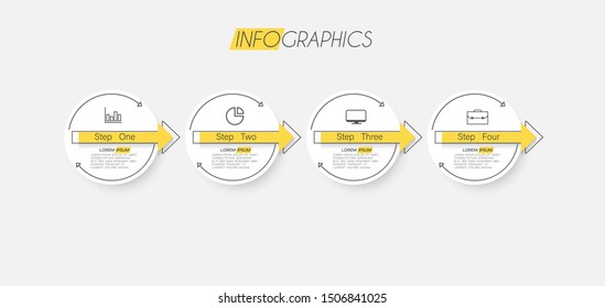 vector illustration Infographic design template with icons and 4 options or steps. Can be used for process, presentations, layout, banner,info graph.