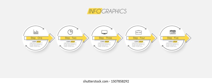 vector illustration Infographic design template with icons and 5 options or steps. Can be used for process, presentations, layout, banner,info graph.