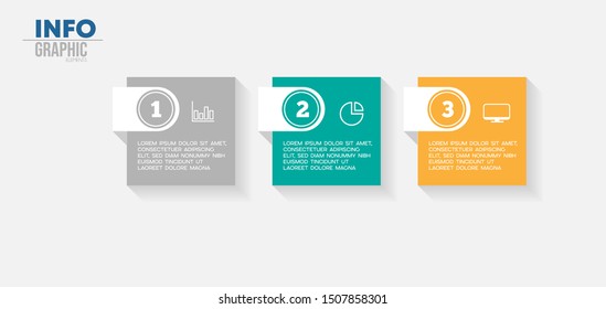 vector illustration Infographic design template with icons and 3 options or steps. Can be used for process, presentations, layout, banner,info graph.