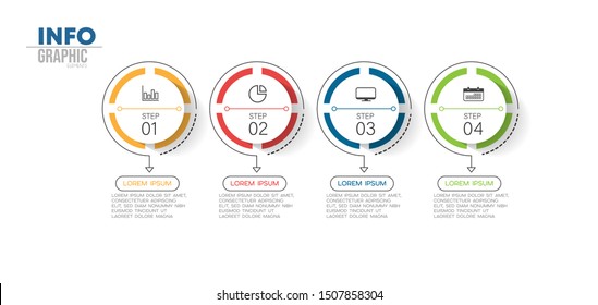 vector illustration Infographic design template with icons and 4 options or steps. Can be used for process, presentations, layout, banner,info graph.