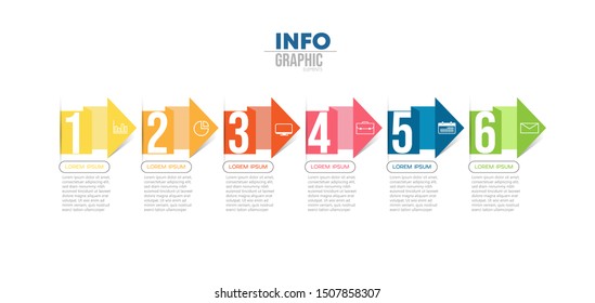 vector illustration Infographic design template with icons and 6 options or steps. Can be used for process, presentations, layout, banner,info graph.
