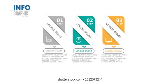 vector illustration Infographic design template with icons and 3 options or steps. Can be used for process, presentations, layout, banner,info graph.